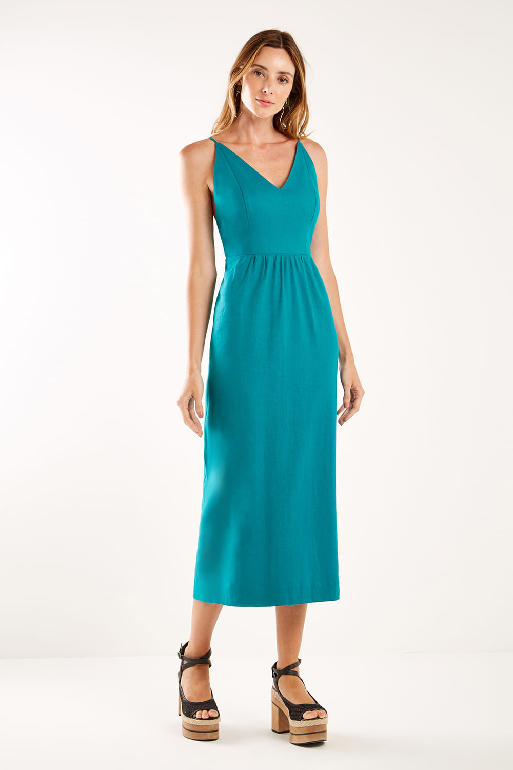 vestido midi colorido