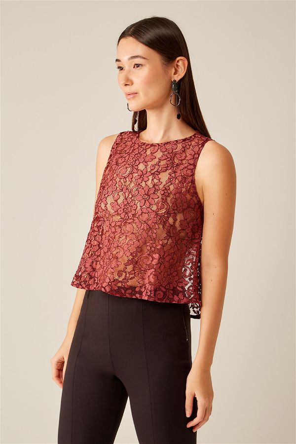 Blusa Cropped de Renda Branco - Renner