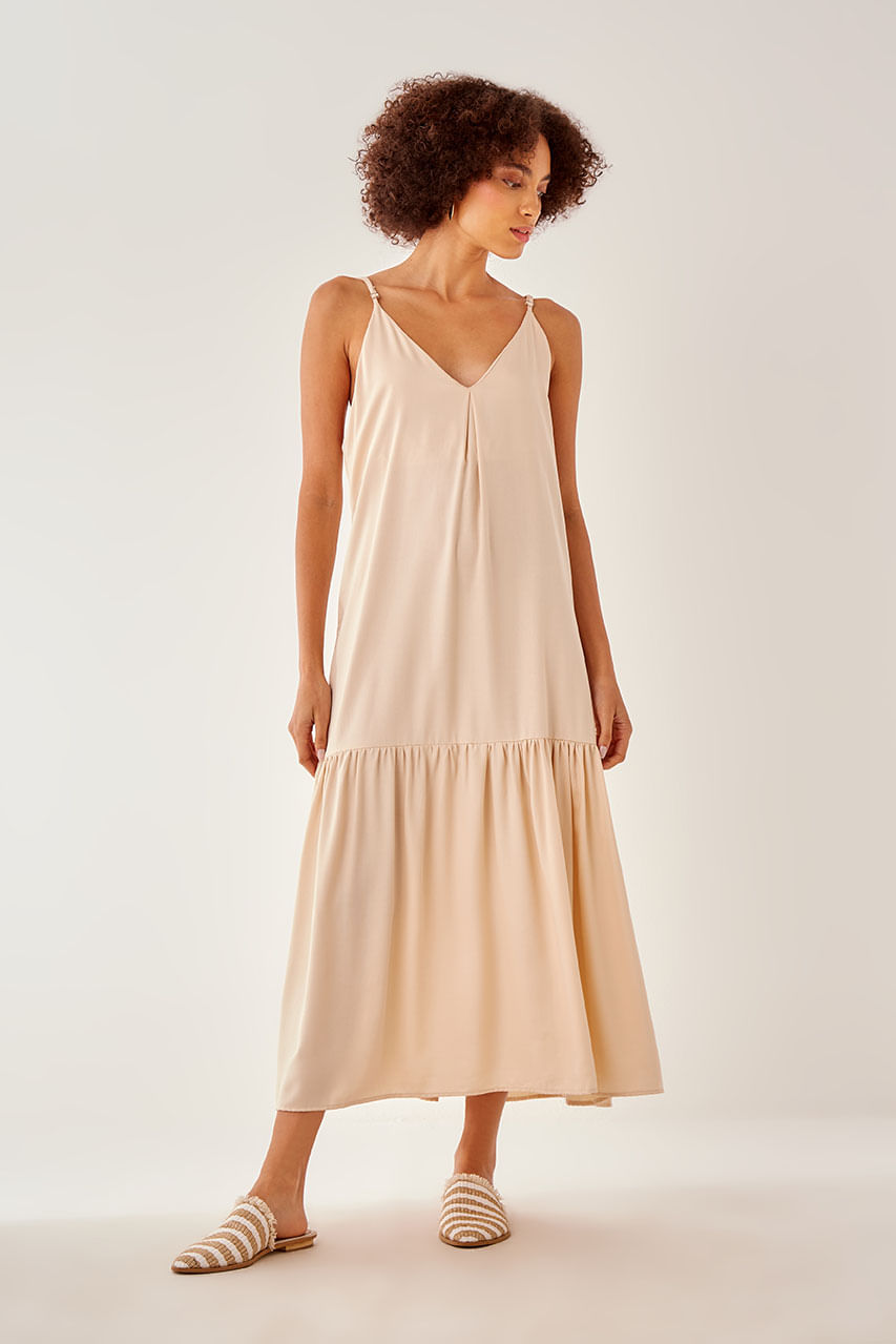Vestido Midi Unicolor - Cru