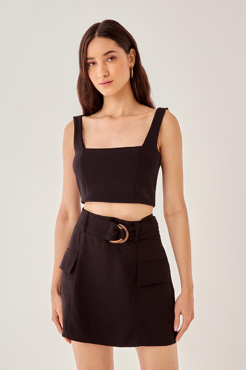 Top Malha Alça Larga - Preto
