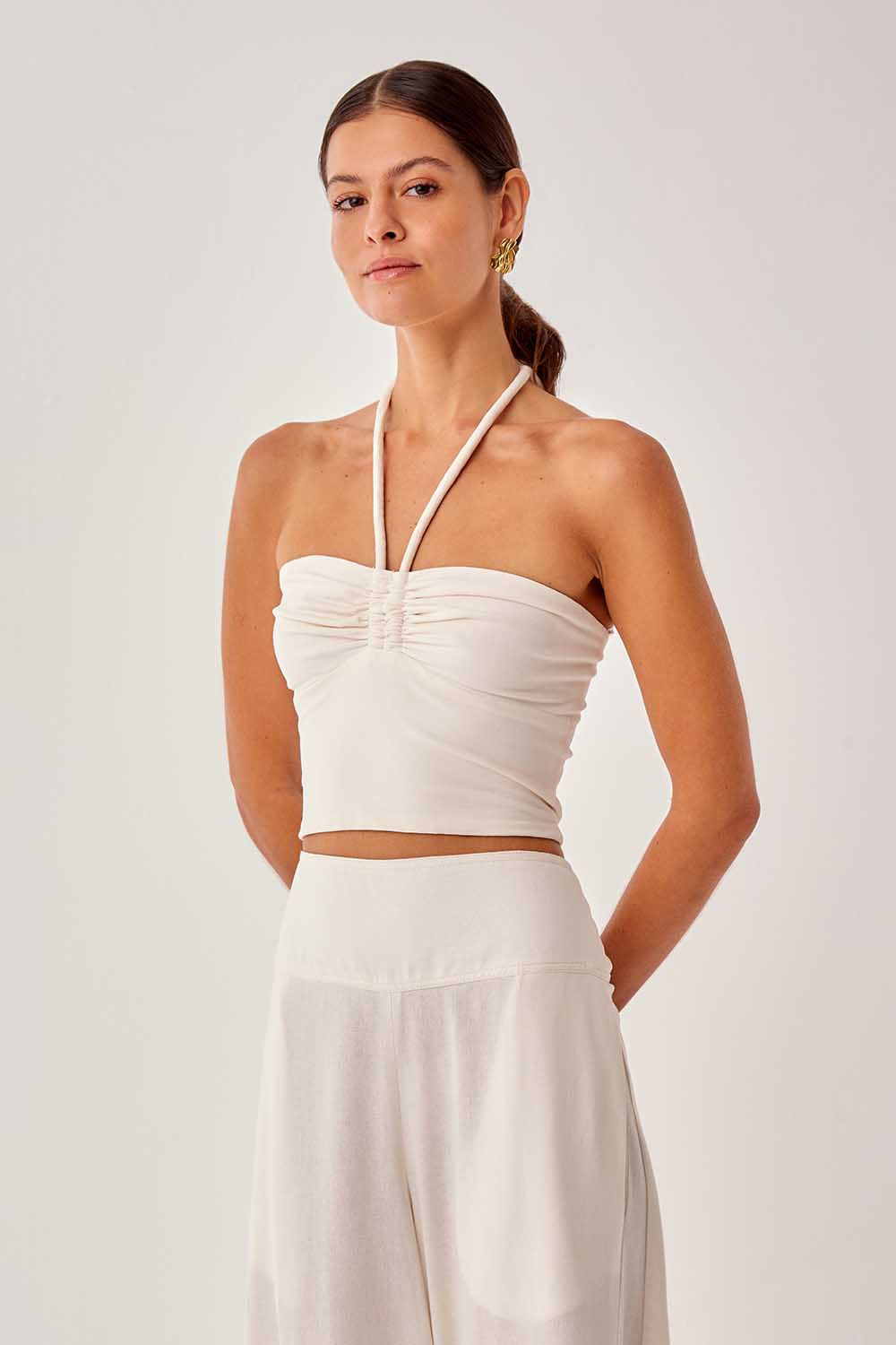 Top Malha Franzido - Off White Tropicos