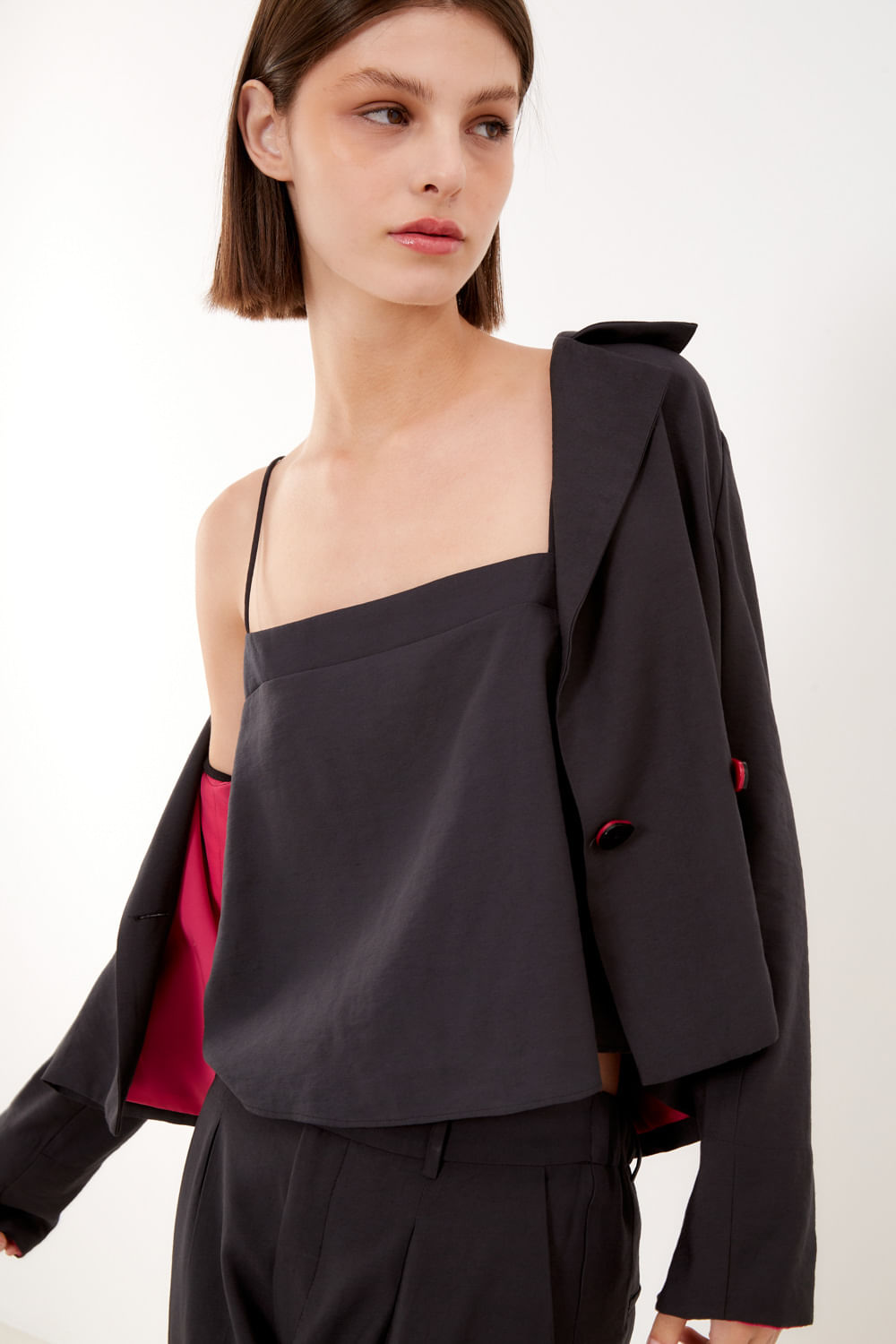Blusa Alça Fina Decote Reto - Preto Noite