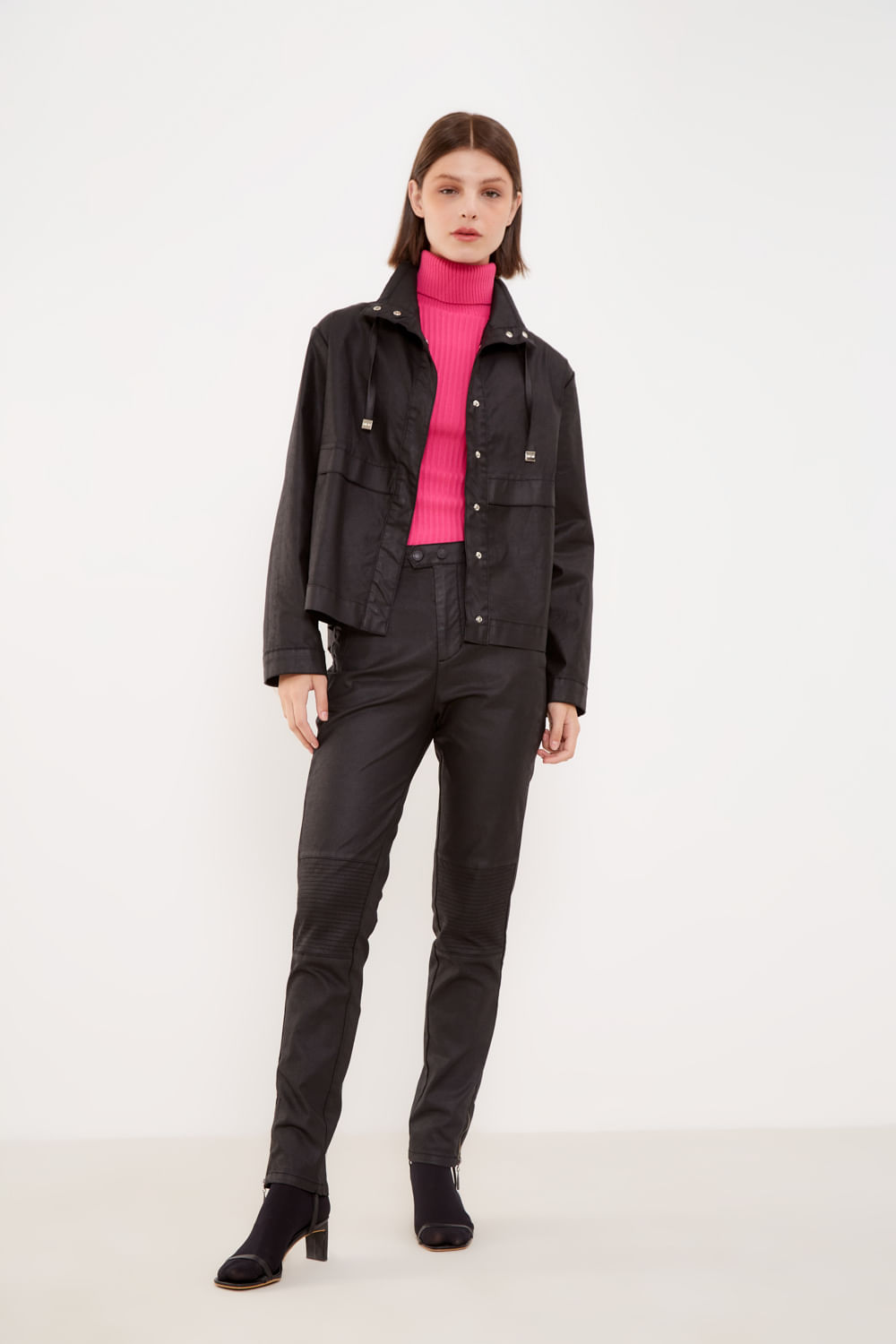 Top Tricot Canelado Com Gola - Rosa Valentino