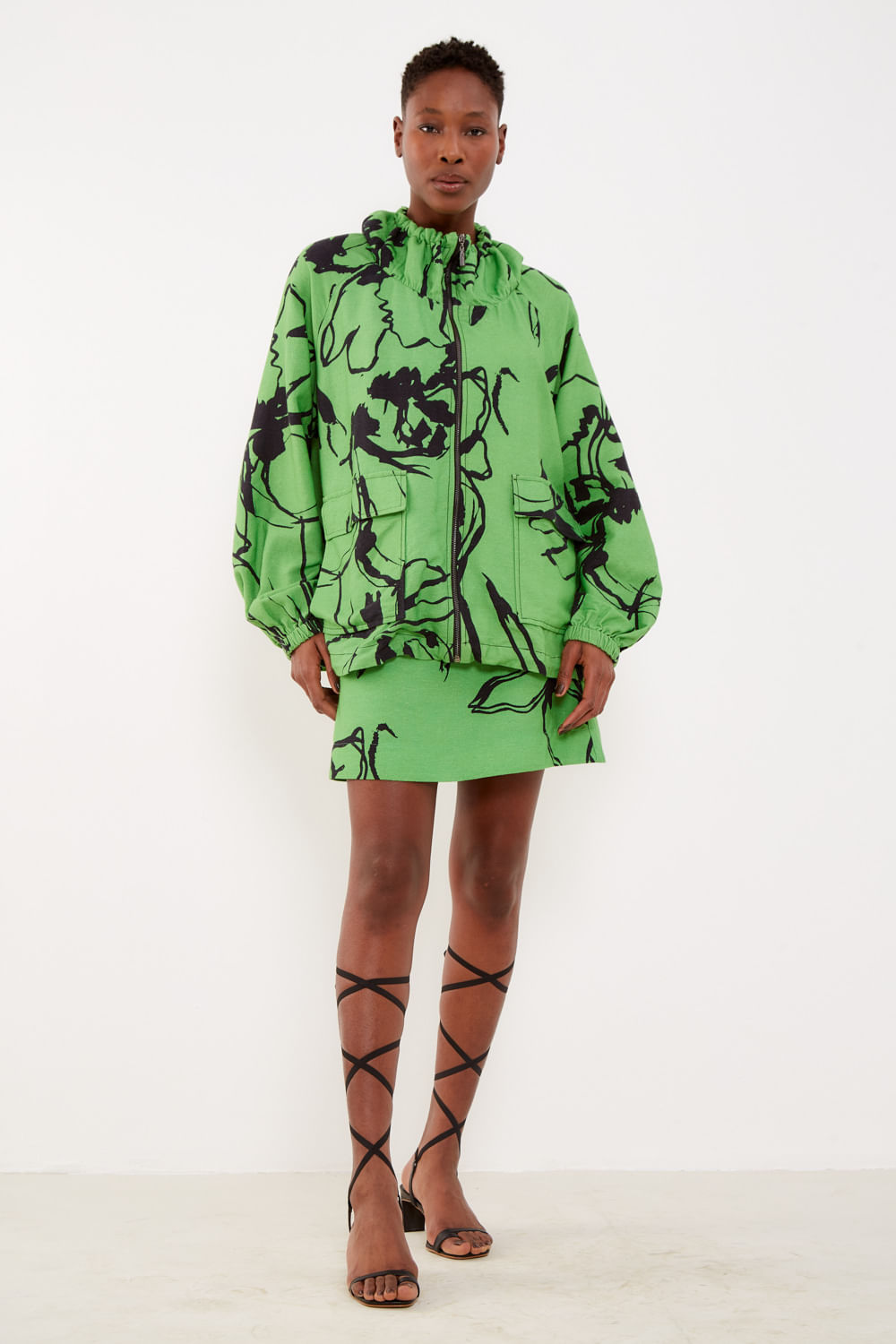 Parka Estampa Travessia Green Mini - Est Travessia Green