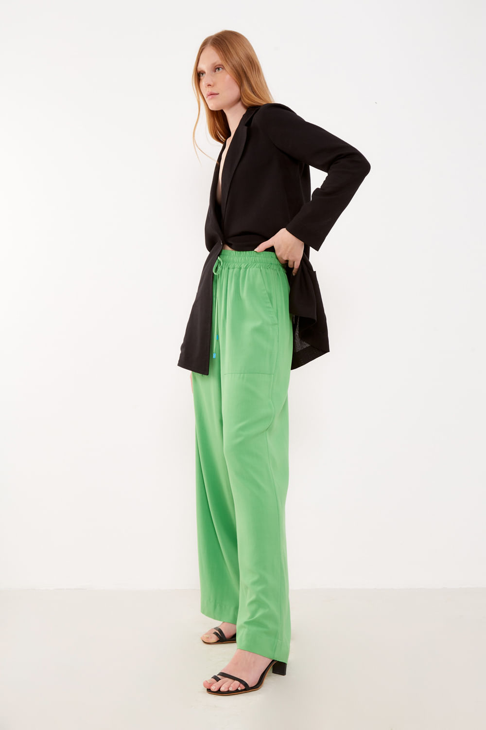 Calça Pantalona Cós Rayon - Verde Vivaz