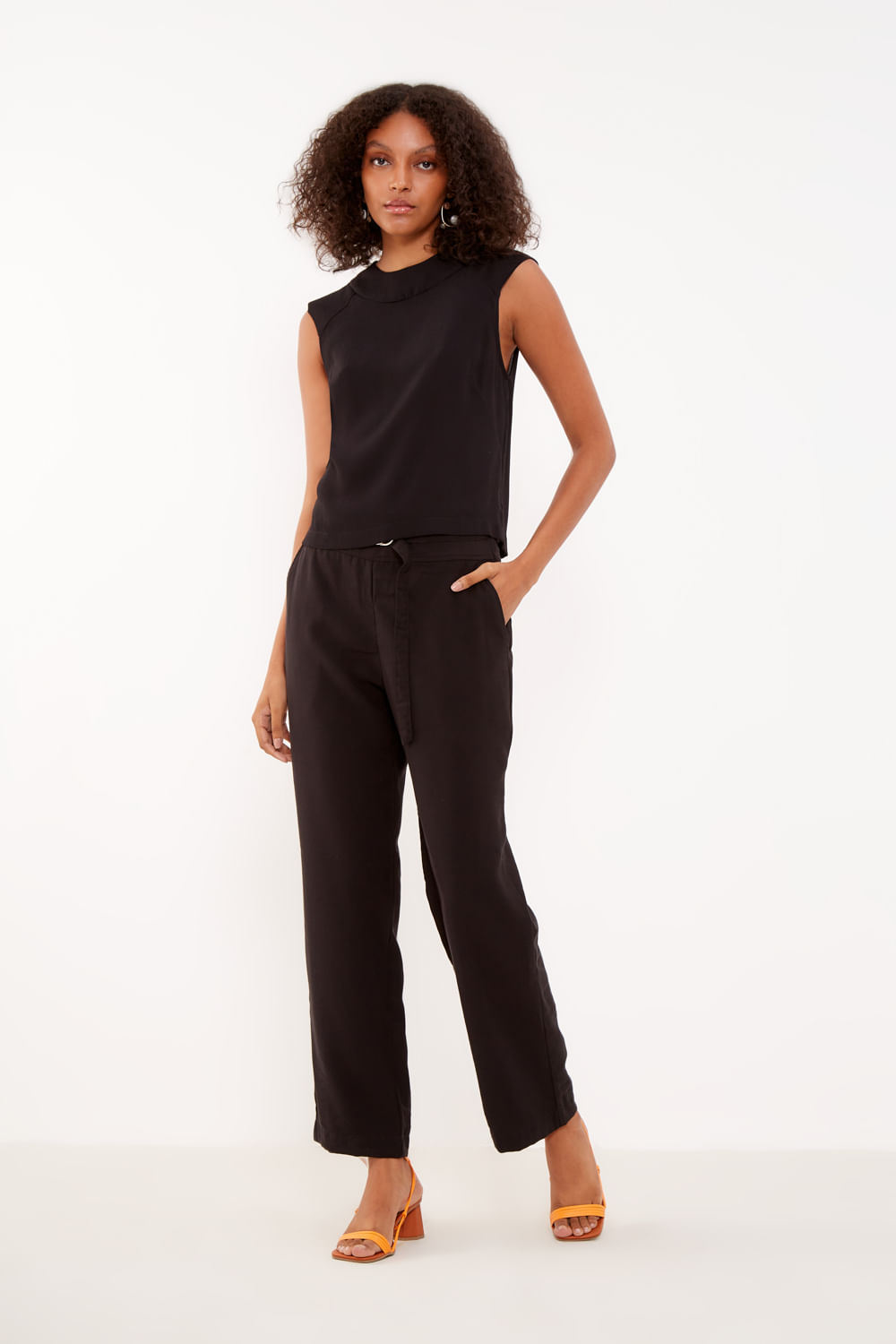 Blusa Casual Mix Malha - Preto
