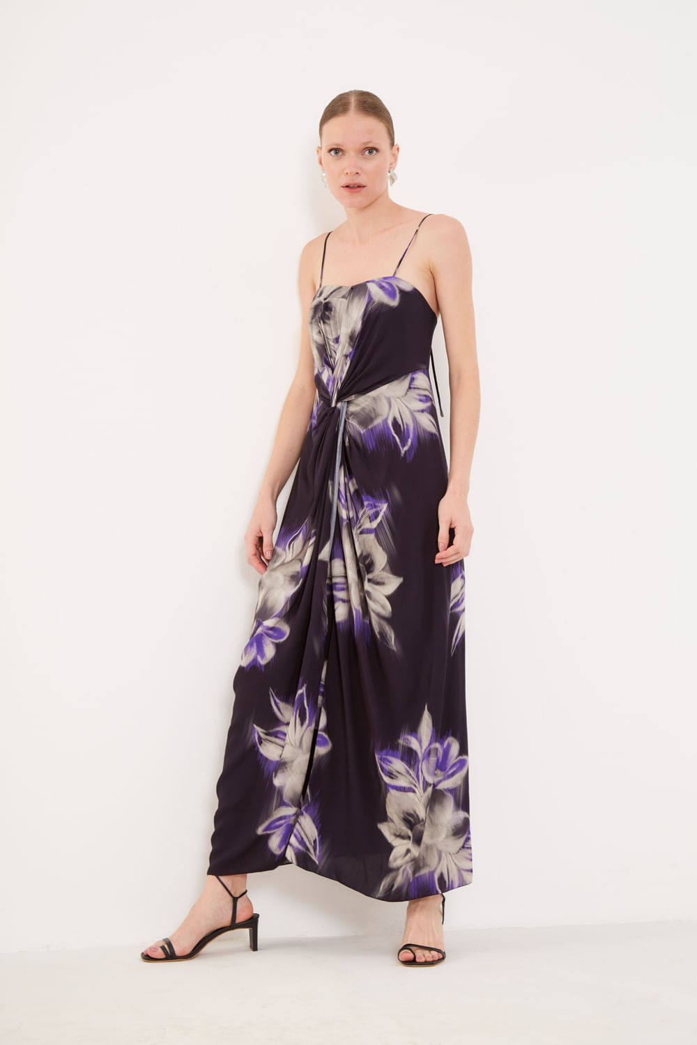 Vestido Estampa Verbena Preto Nó - Est Verbena Preta