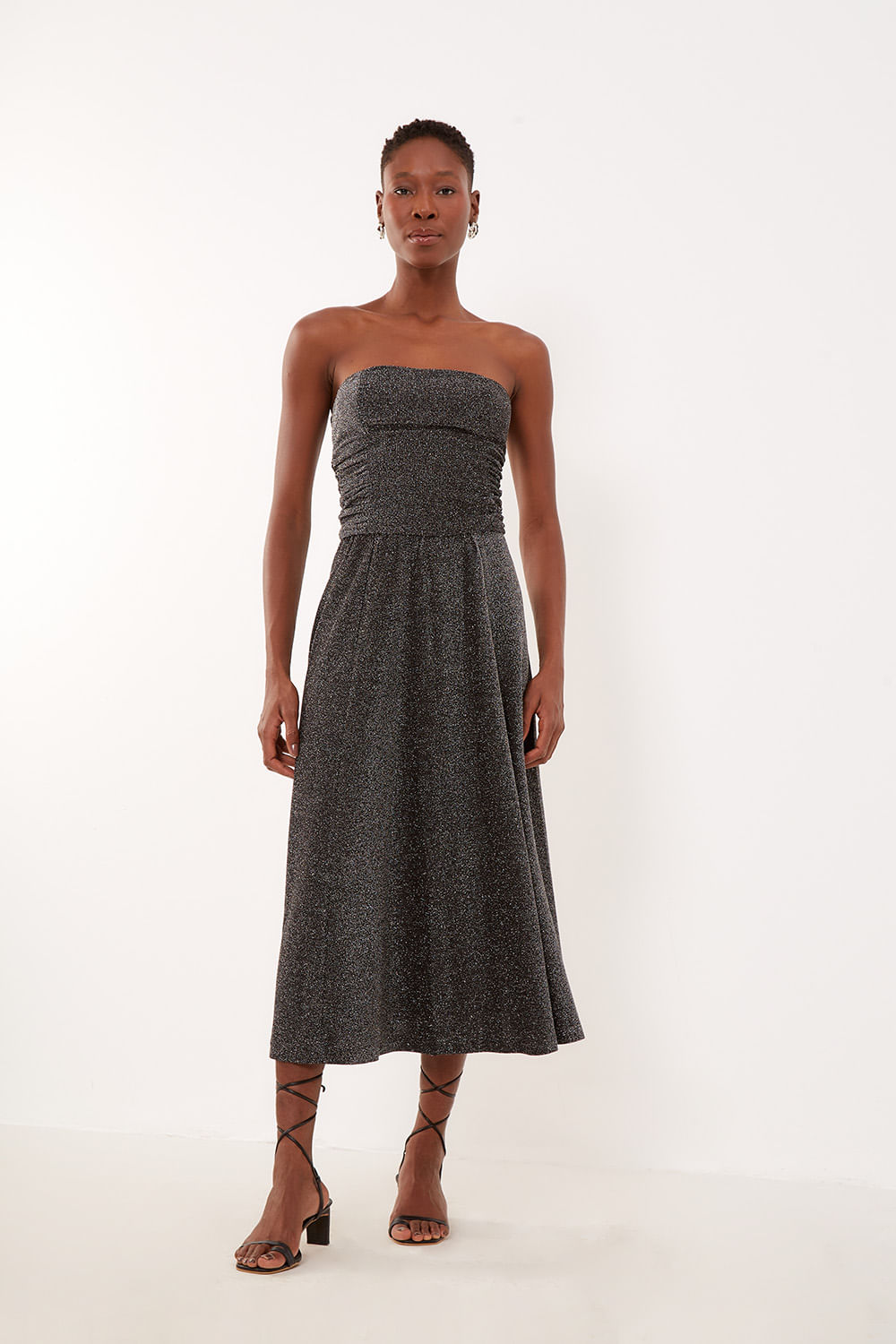 Cropped Malha Brilhante - Preto