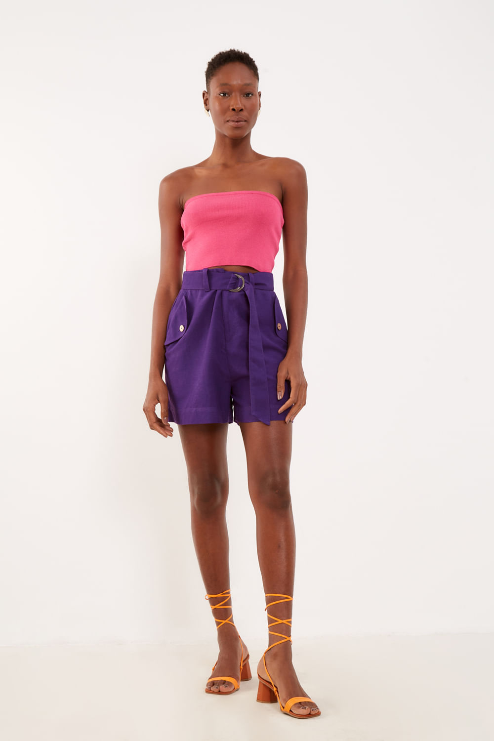 Top Tricot Quadrado - Rosa Segredo