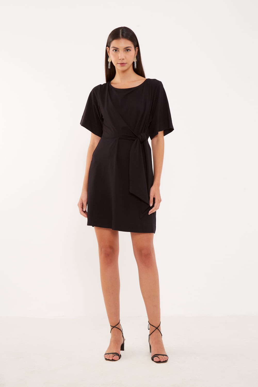 Vestido Malha Curto Decote Costas - Preto
