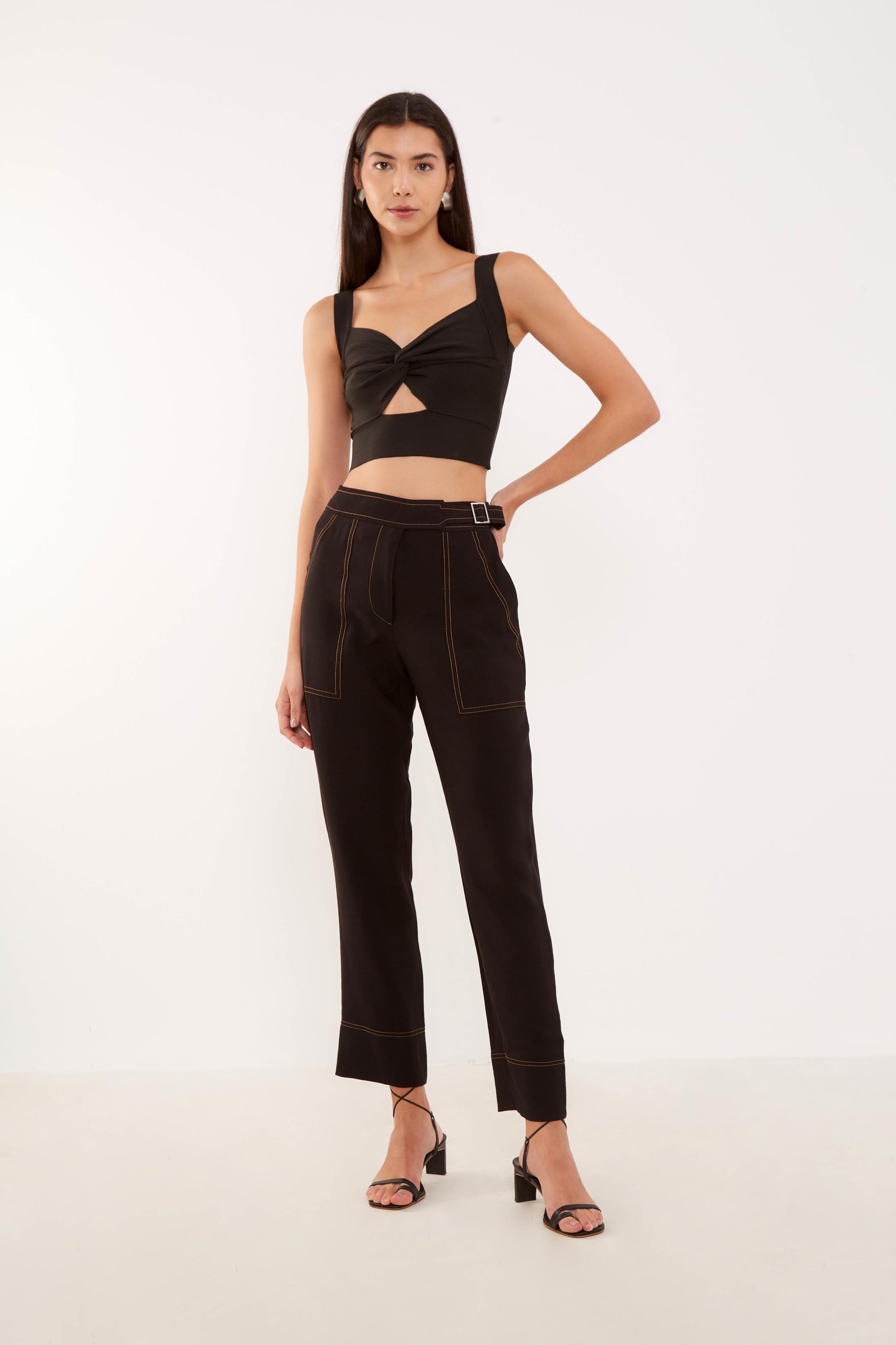 Top Tricot Trançado - Preto