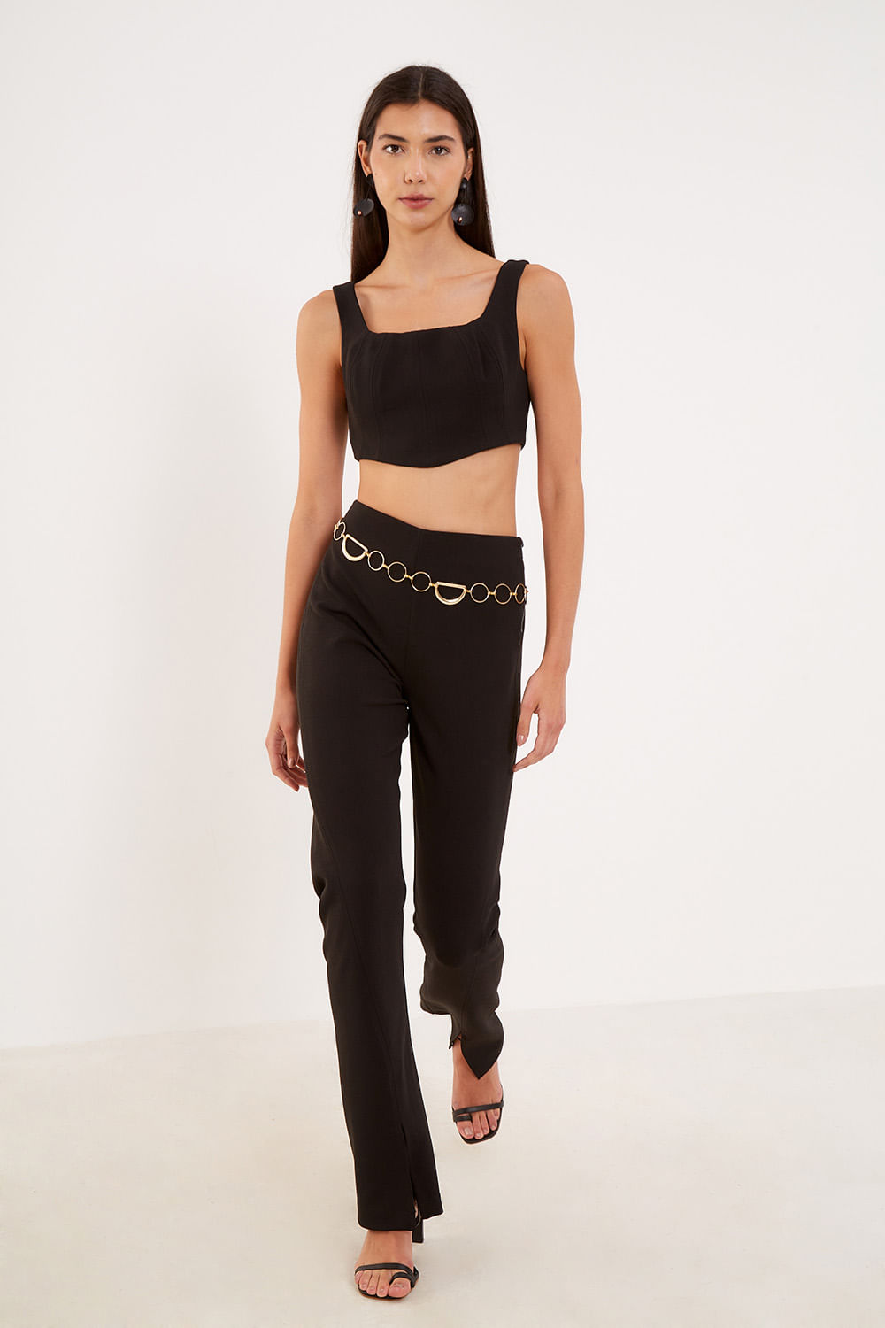 Corselet Malha Pespontos - Preto