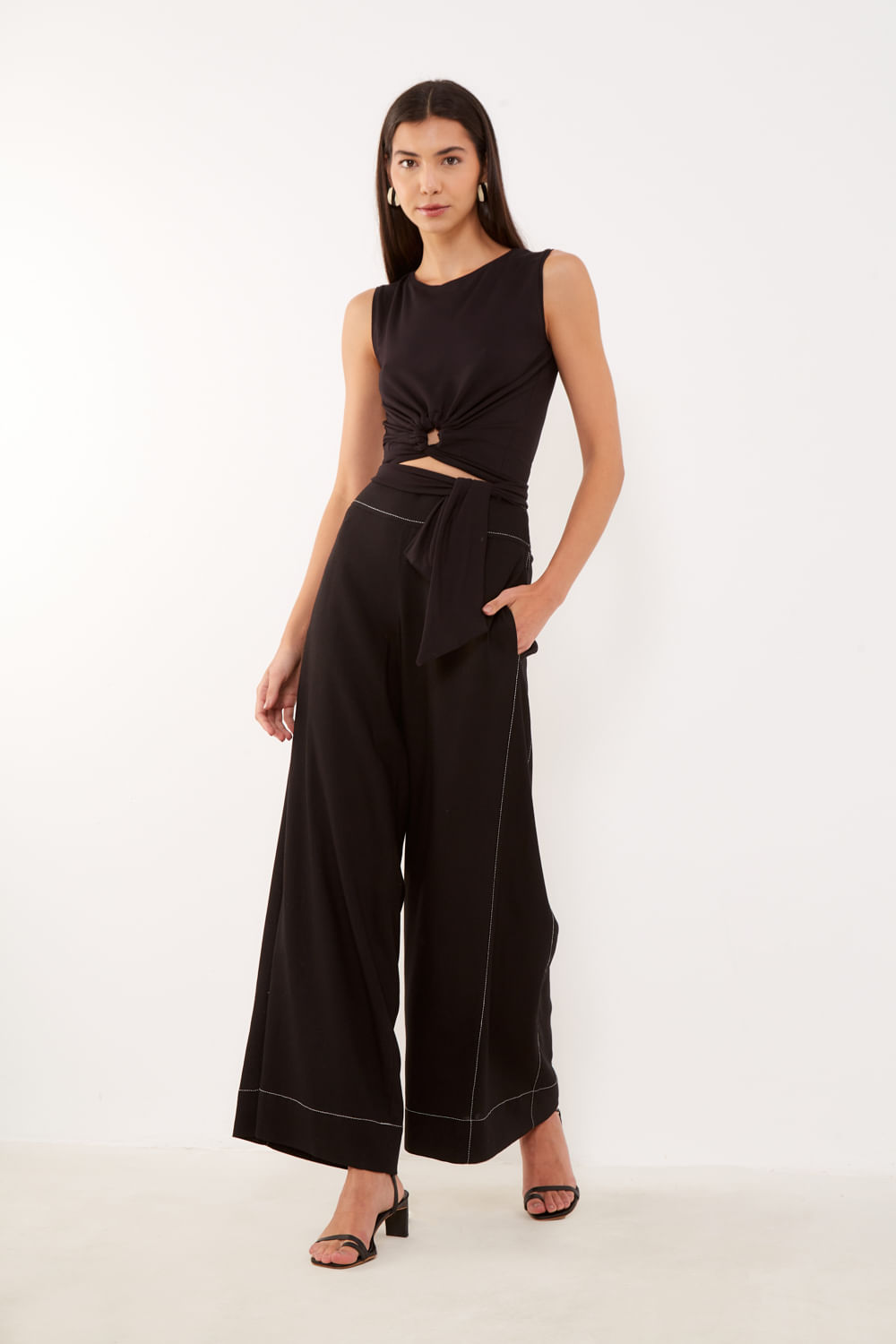 Blusa Malha Amarração - Preto