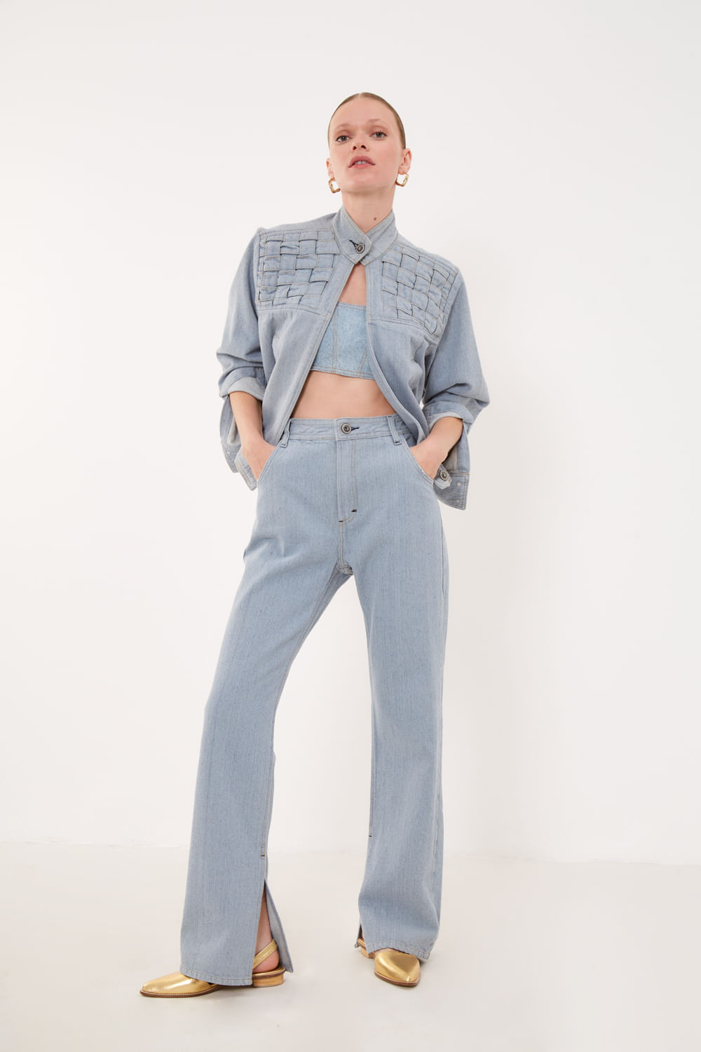 Top Faixa Jeans Amarração - Jeans