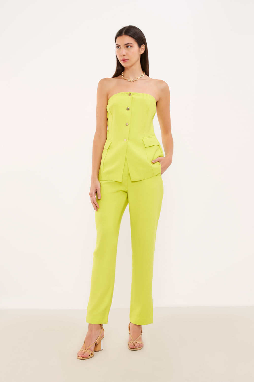 Blusa Alfaiataria Com Botões - Amarelo Pequi