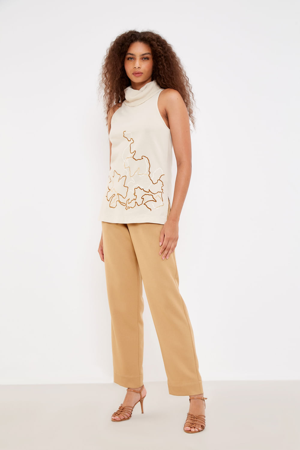 Regata Malha Silk Caminhos - Off White