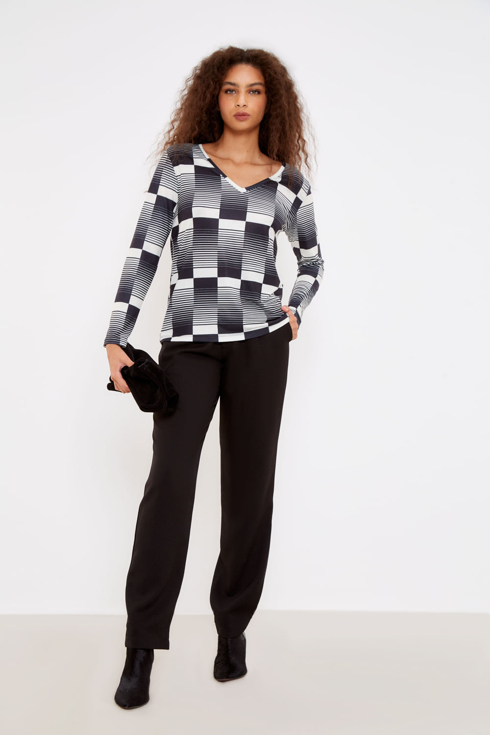 Blusa Malha Estampa Geométrica Pb - Est Geometrica Pb