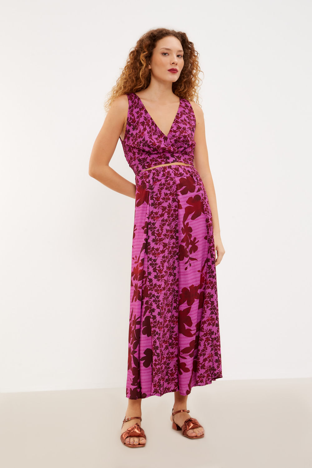 Blusa Estampa Dália Mini Amarração - Est Dalia Rosa Mini