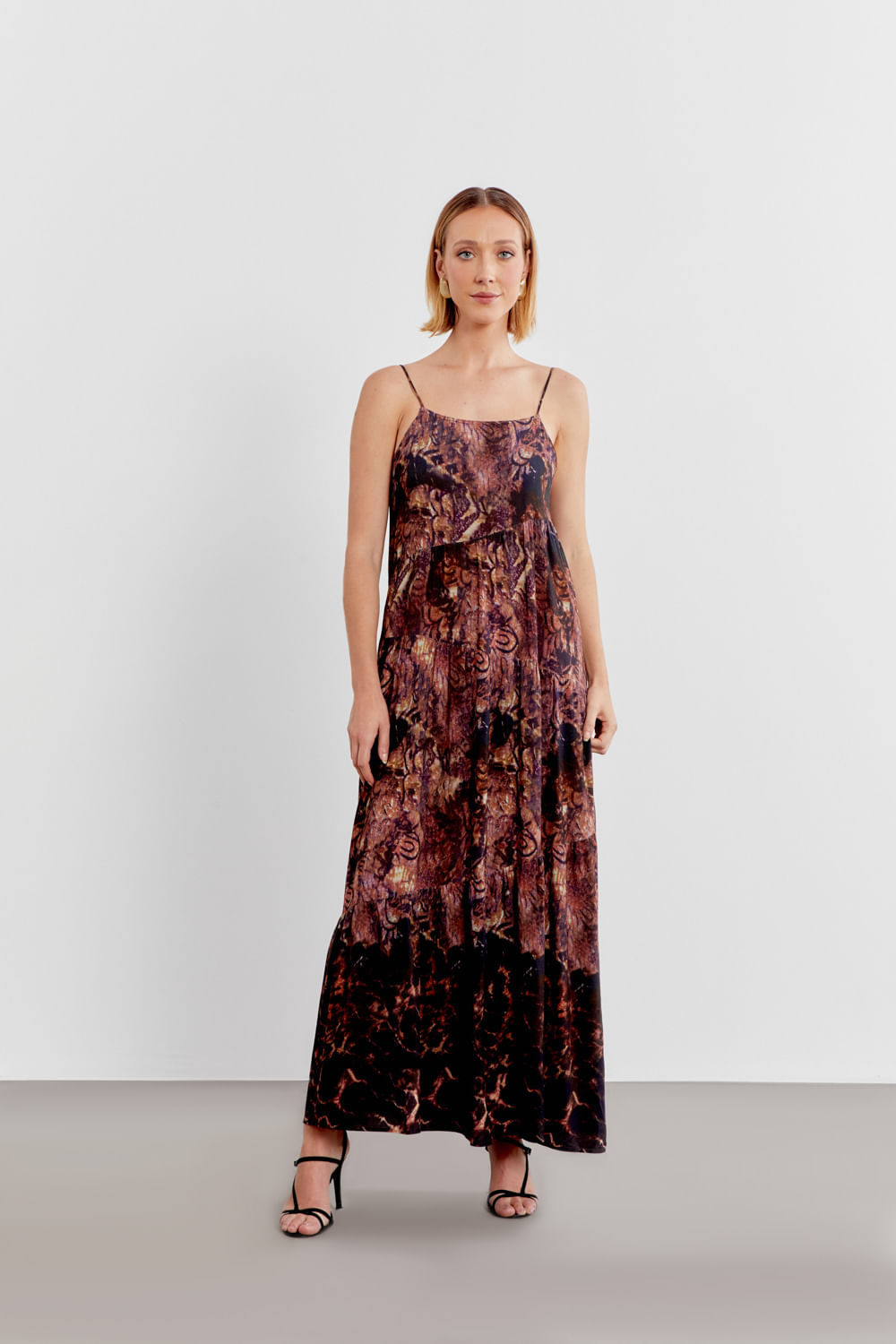 Vestido Longo Estampa Luna Alças - Est Luna Negra