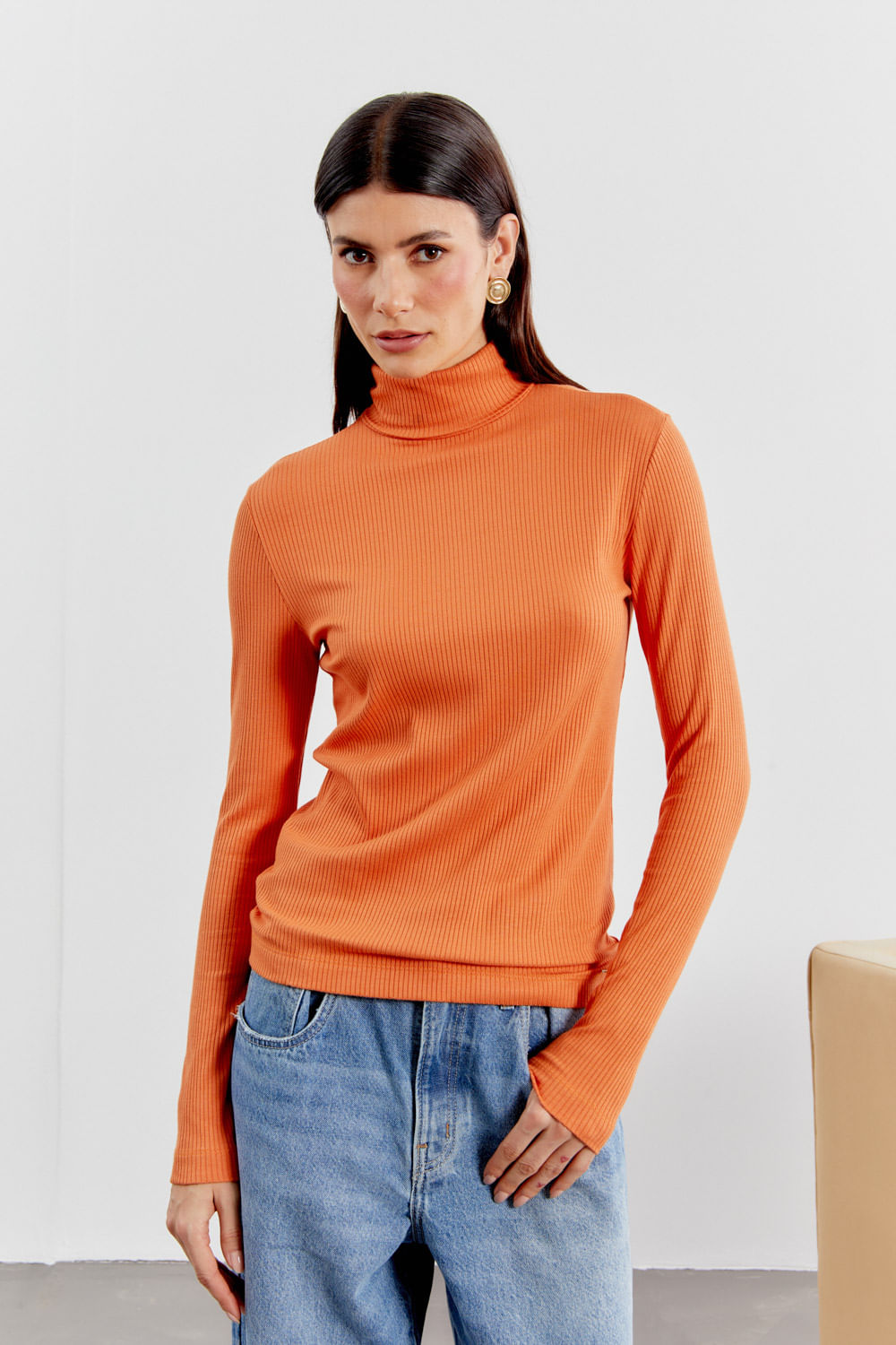 Blusa Malha Manga Gola - Caramelo Leve