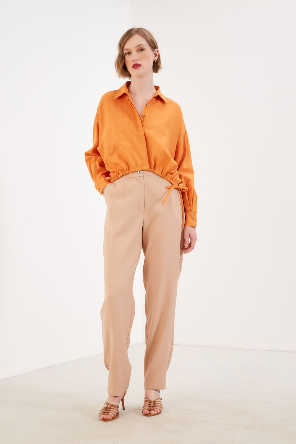 Camisa Amarração Lateral - Laranja Mandarine