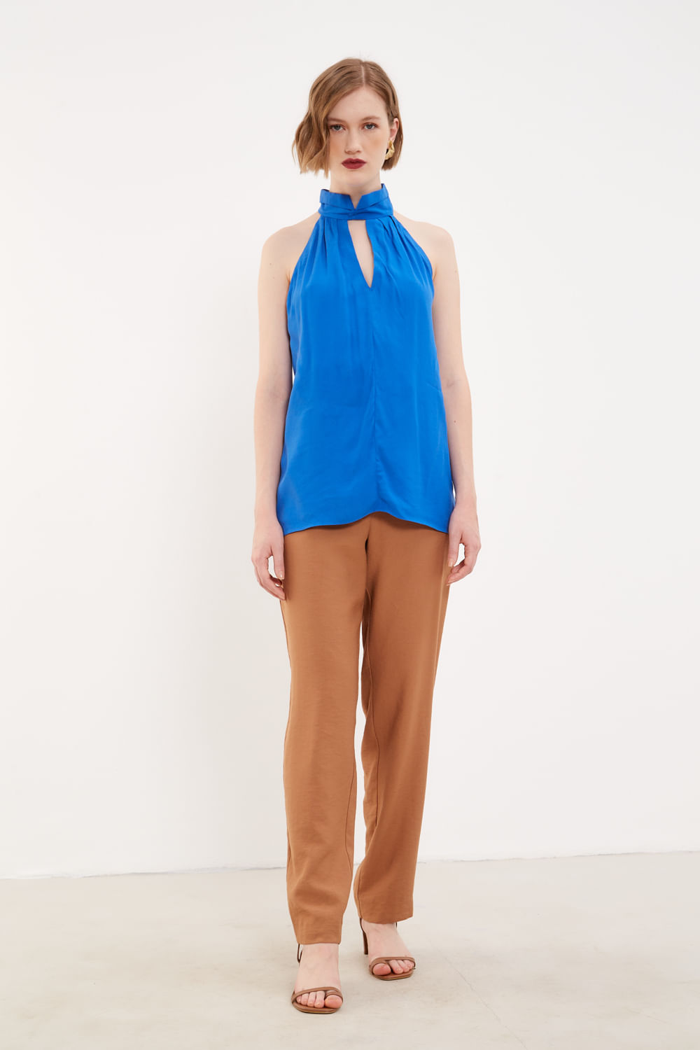 Blusa Gola Abertura Frente - Azul Real