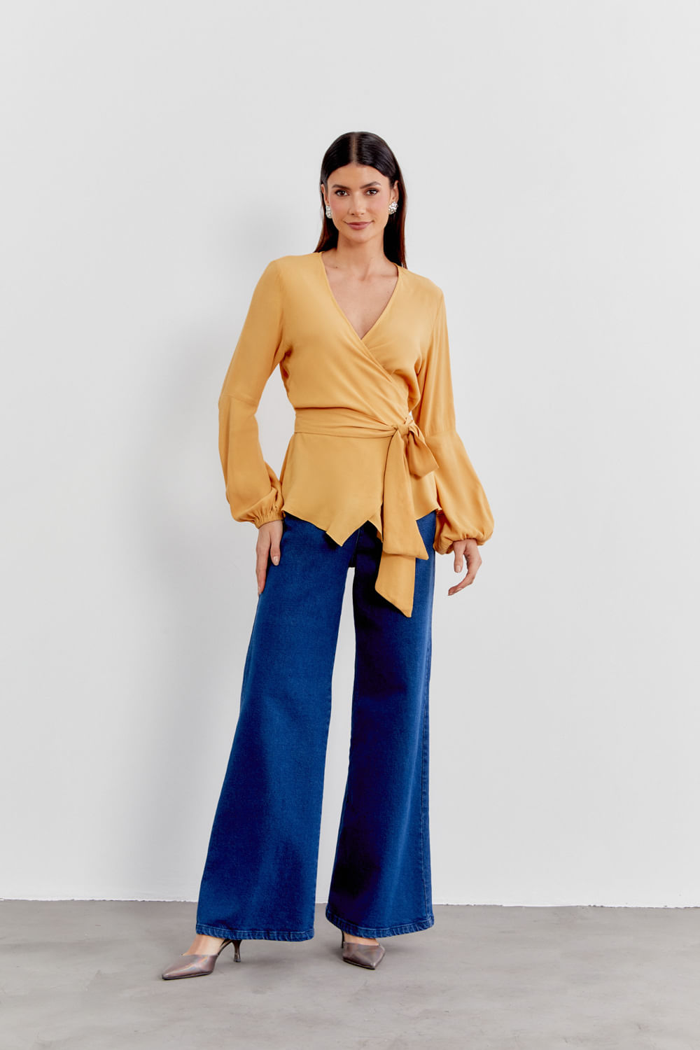 Blusa Transpasse Amarração - Amarelo Ouro