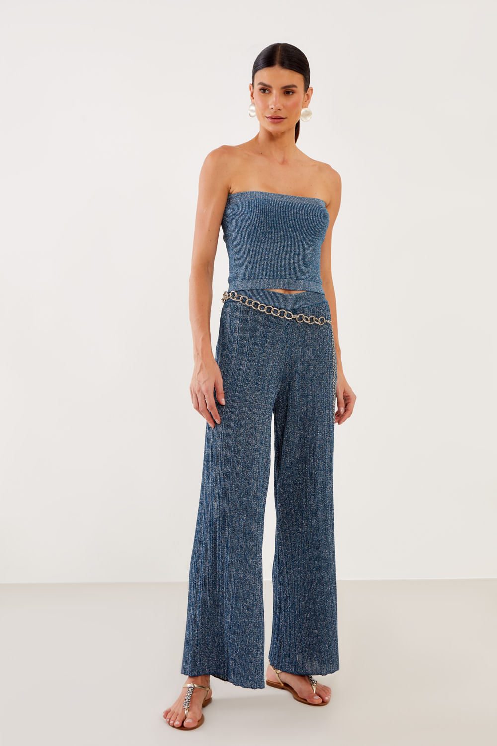 Top Tricot Lurex - Azul Cold
