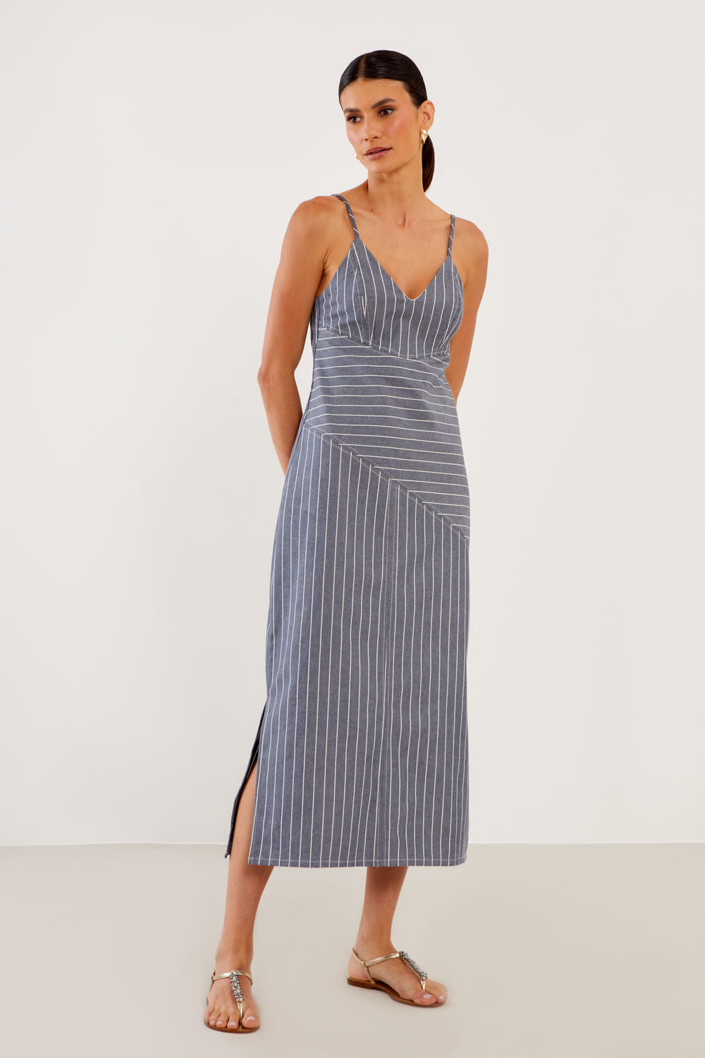 Vestido Jeans Risca Giz - Jeans
