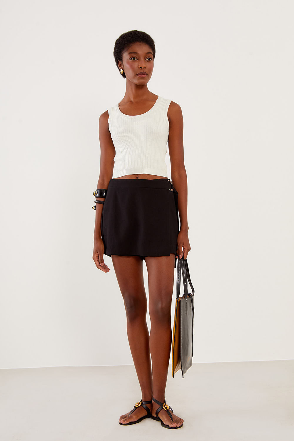Blusa Tricot Canelada Foil - Off White