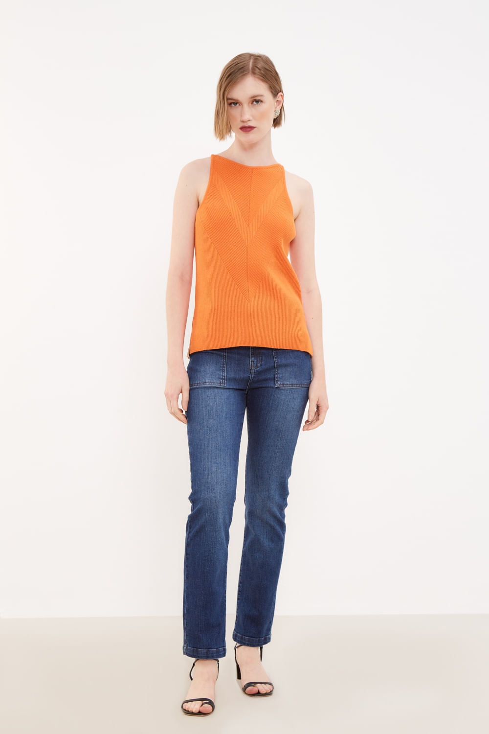 Blusa Tricot Basica - Laranja Paprica