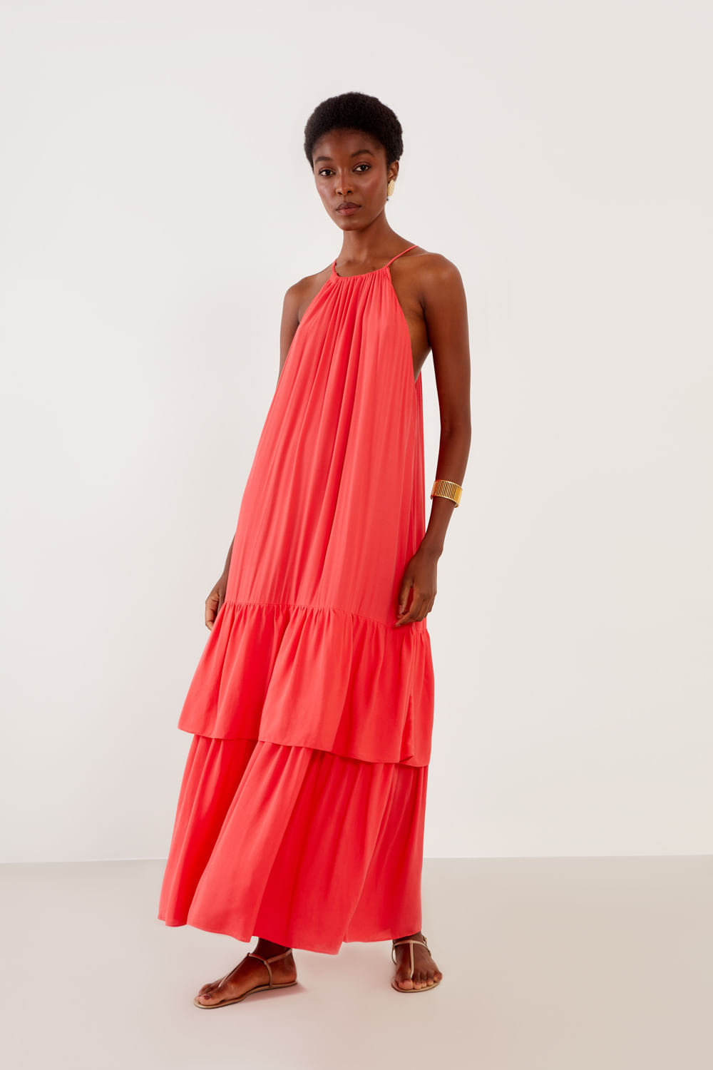 Vestido Fluido 2 Camadas Casual - Vermelho Leve