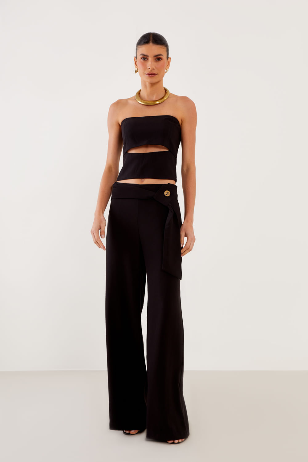 Blusa Recorte Pespontos - Preto