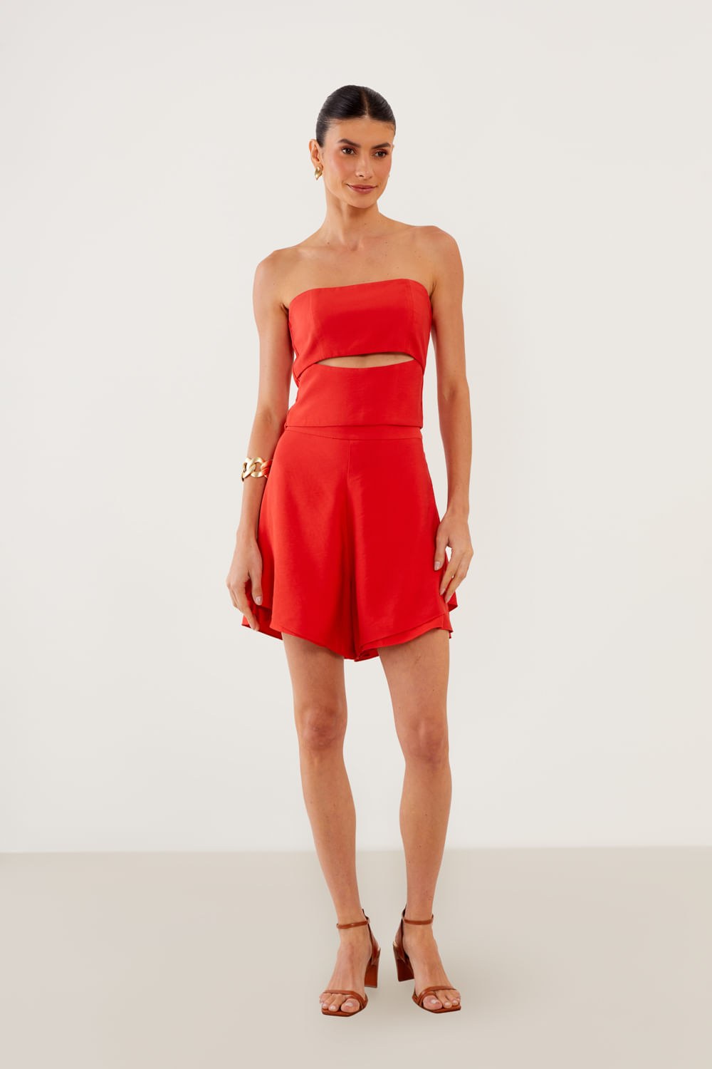 Short Casual Babados - Vermelho Up