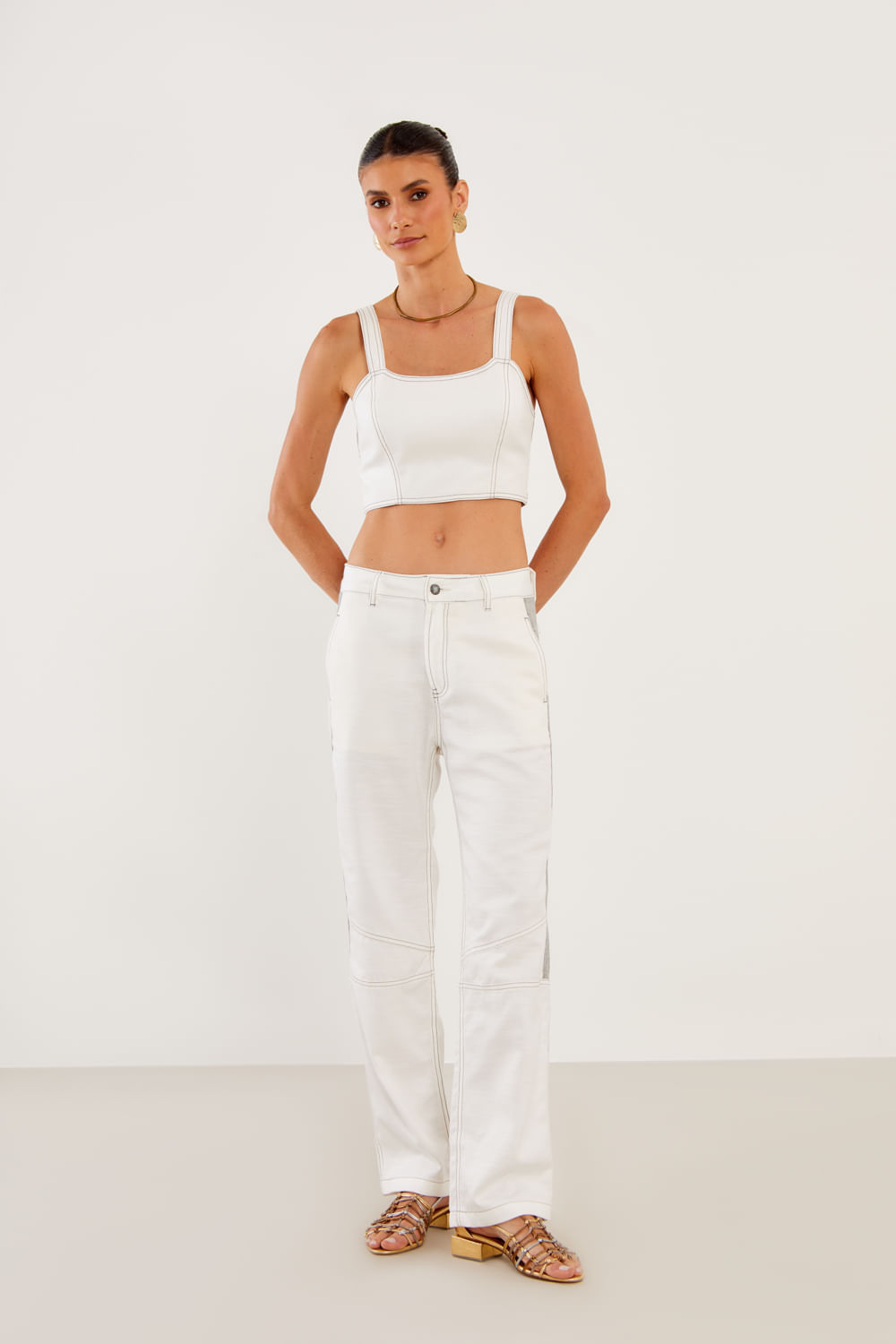 Top Sarja Detalhes Moletom - Off White