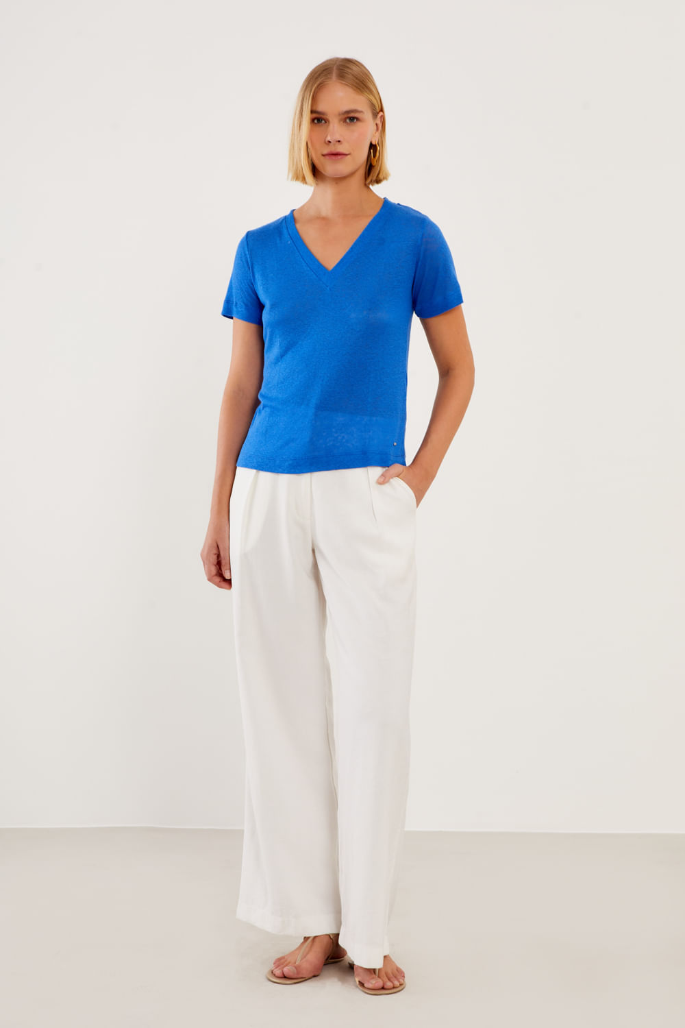 T-Shirt Malha Linho Fresh - Azul Dark