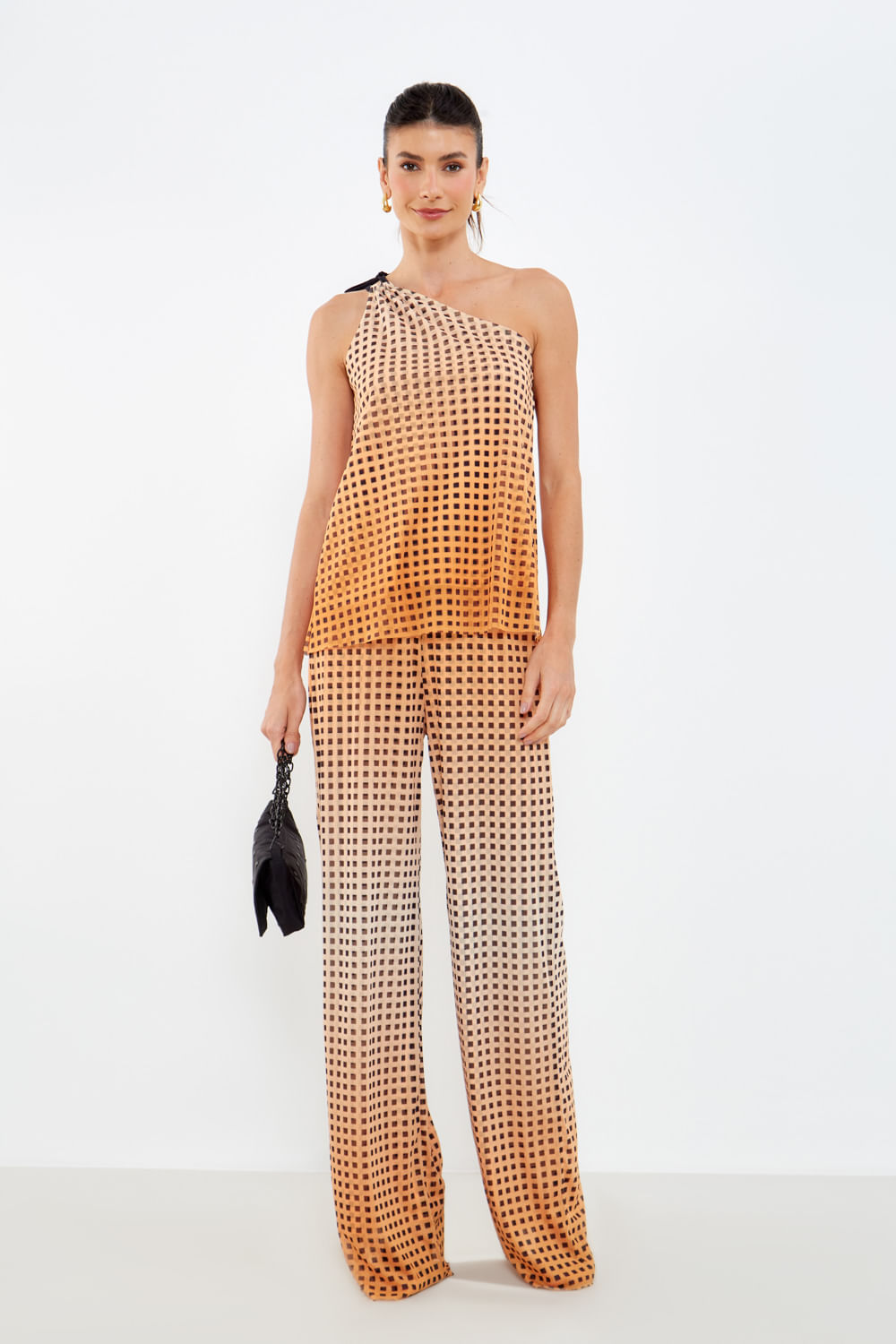 Calça Tule Estampa Grid - Est Grid