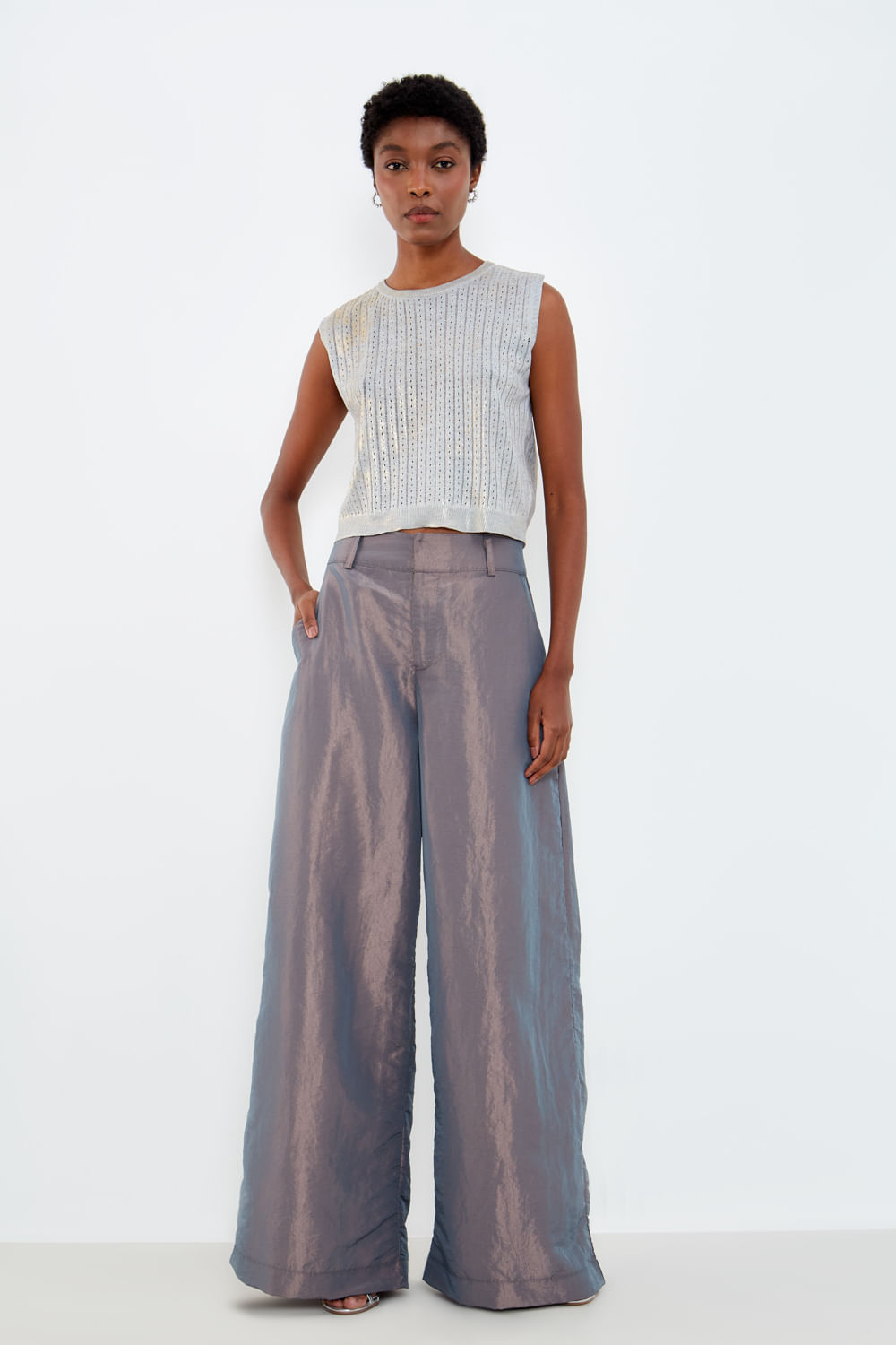Calça Elaborada Pantalona - Multicolor