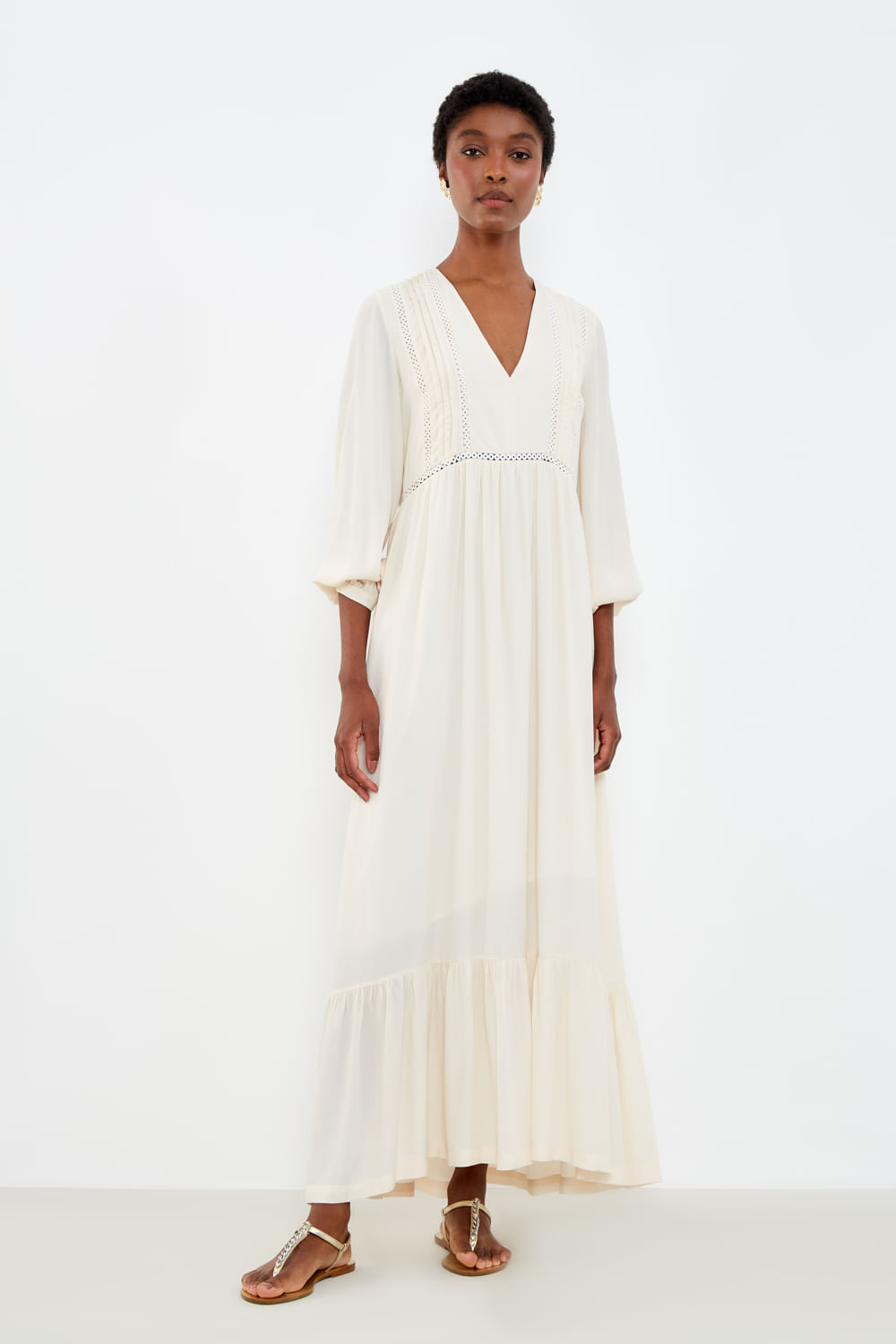 Vestido Casual Aviamentos - Off Rustica