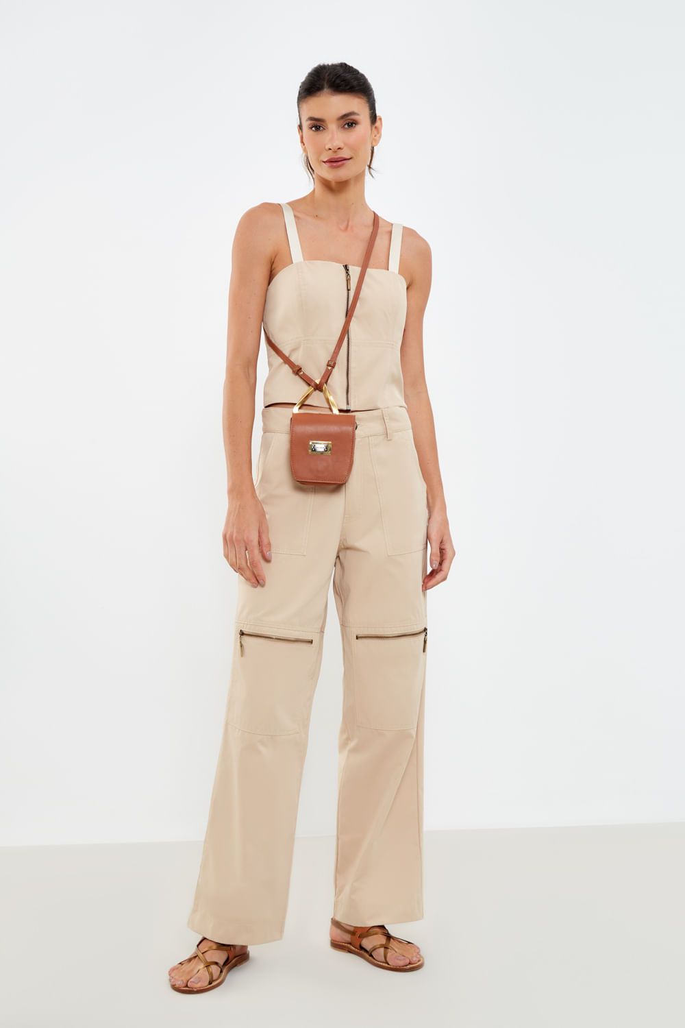 Top Casual Recortes - Bege Nativa