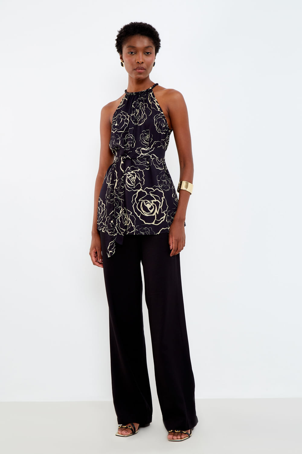 Blusa Estampa Roses Black - Est Roses Black