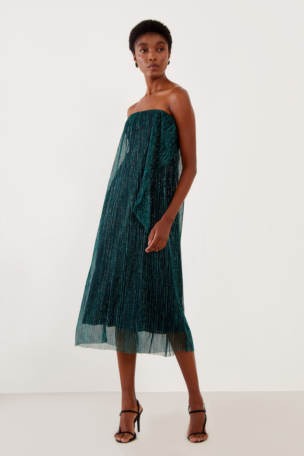 Vestido Malha Tule Glow - Verde Salvia