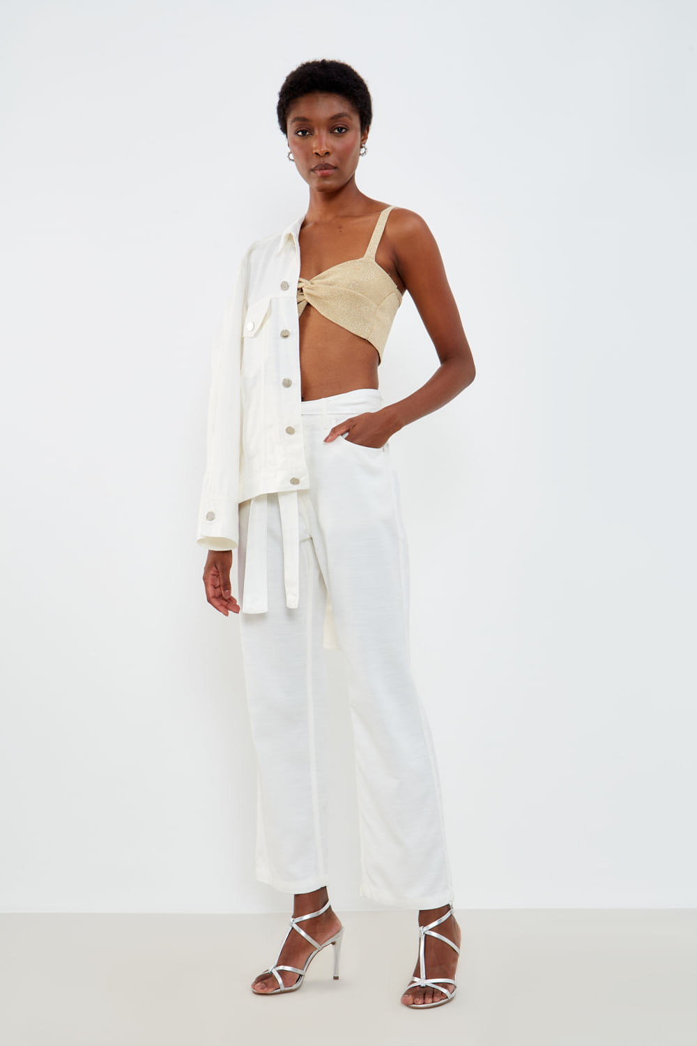 Top Tricot Torção Lurex - Dourado