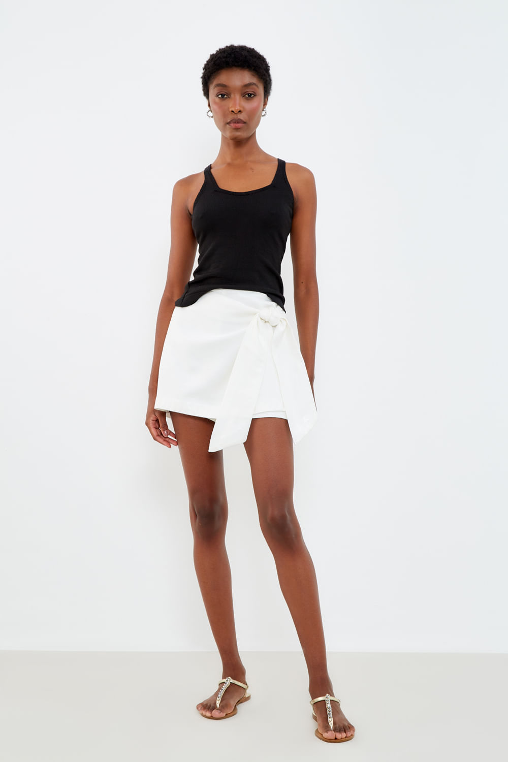 Short Sarja Amarração Wet - Off White