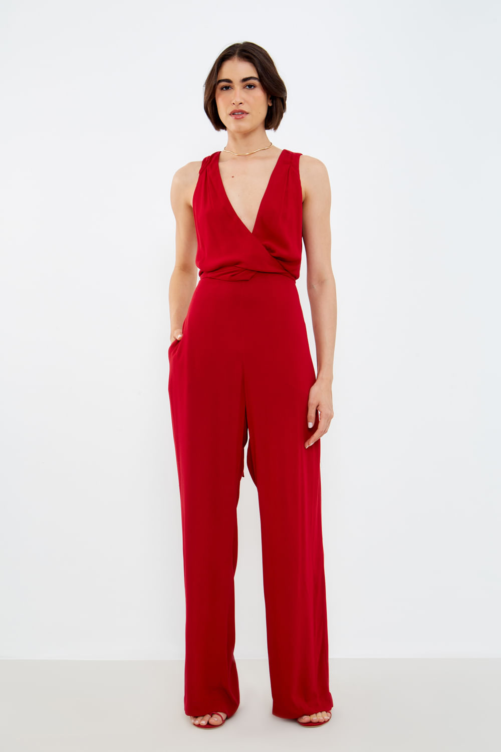 Macacão Casual Amarração - Vermelho Delfos