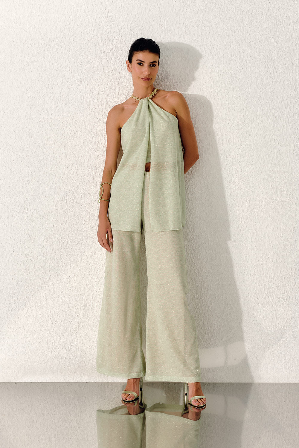 Túnica Malha Shine Gold - Off White