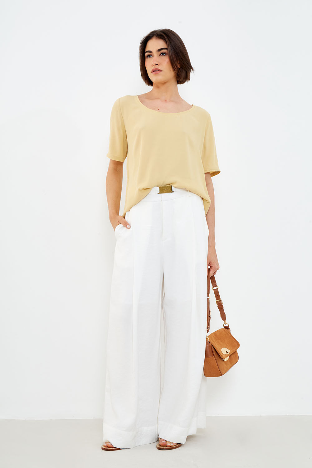 Blusa Decote Canoa - Bege Nativa