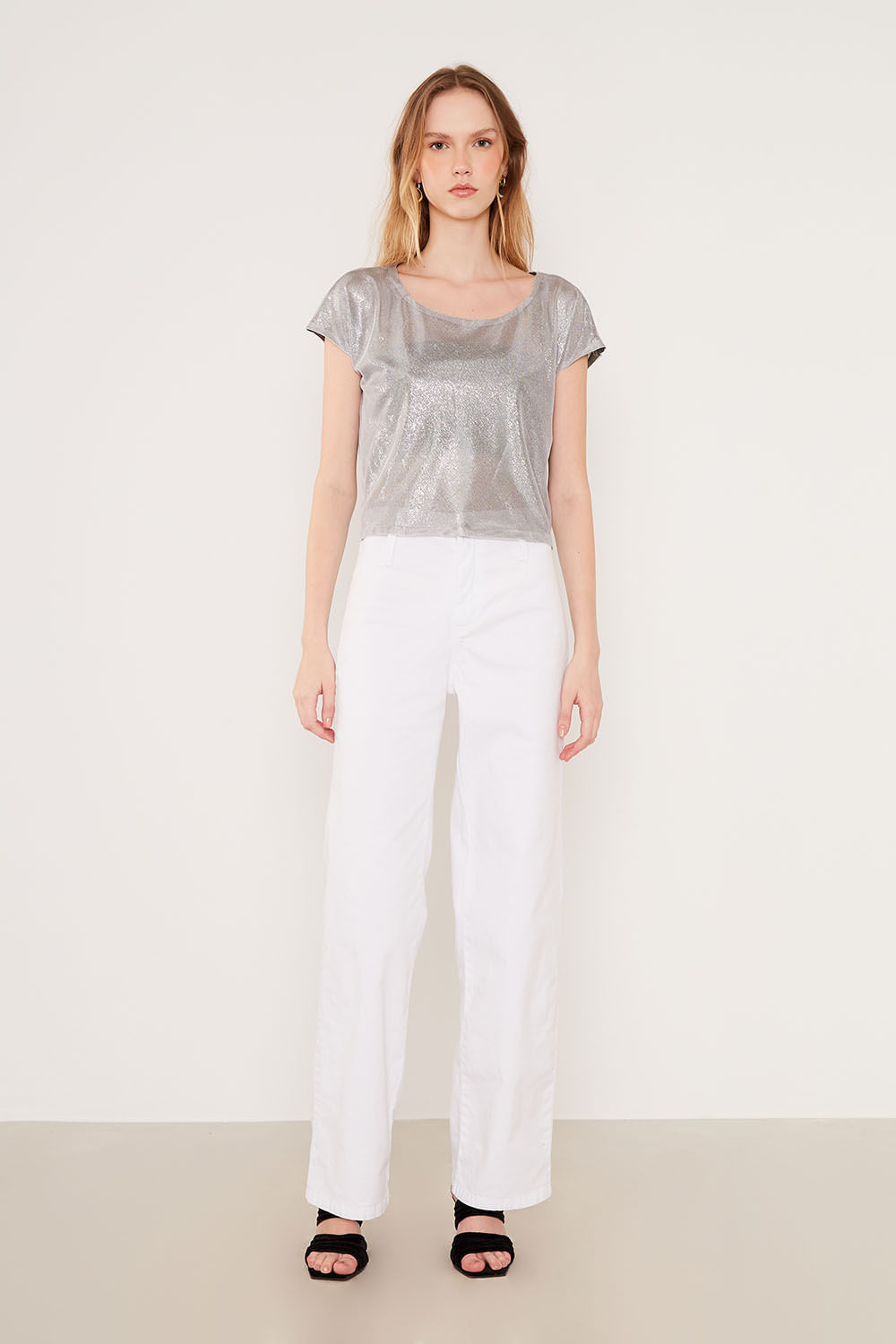 Blusa Tule Brilho Prata - Prata