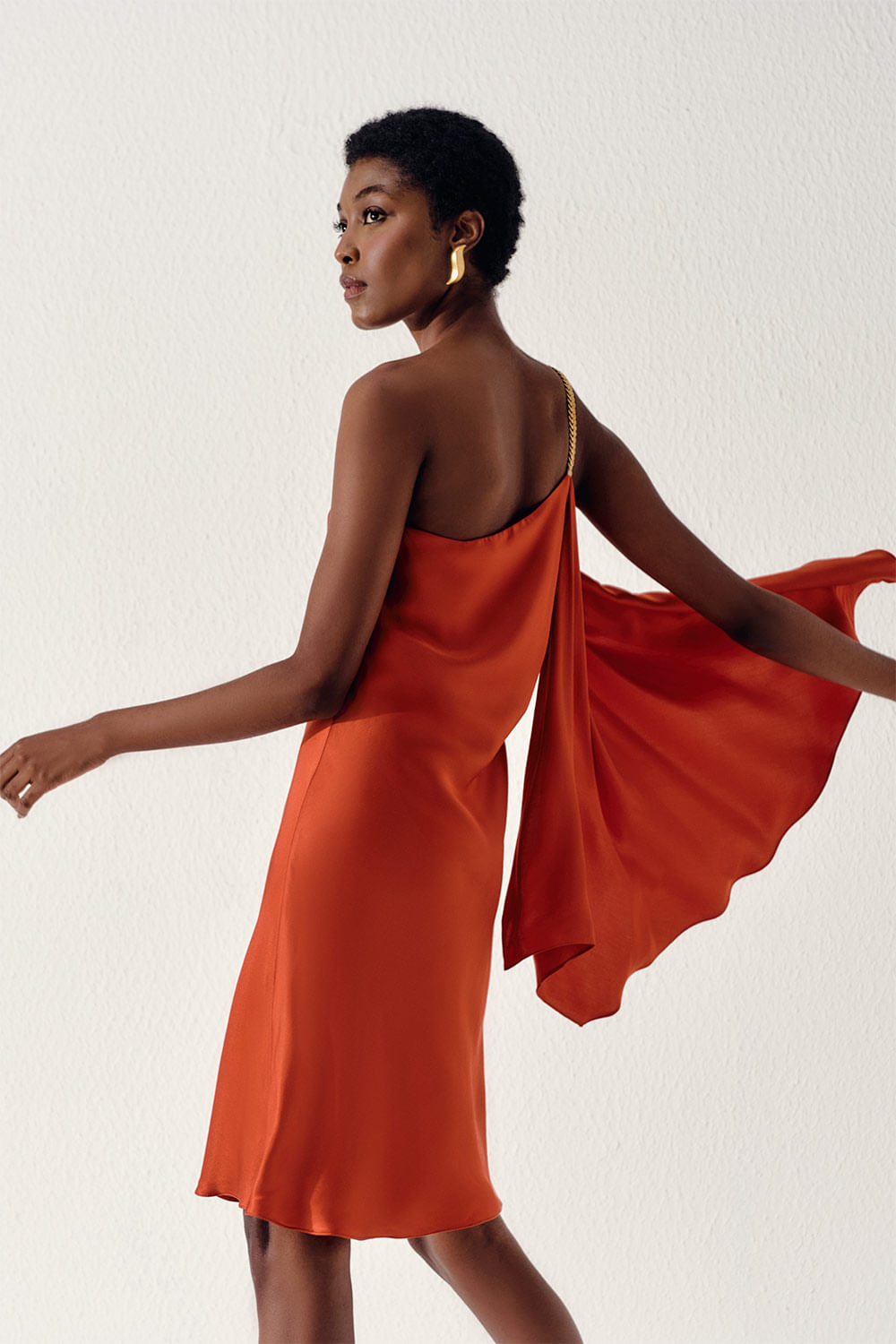 Vestido Detalhe Pontos - Laranja Terra