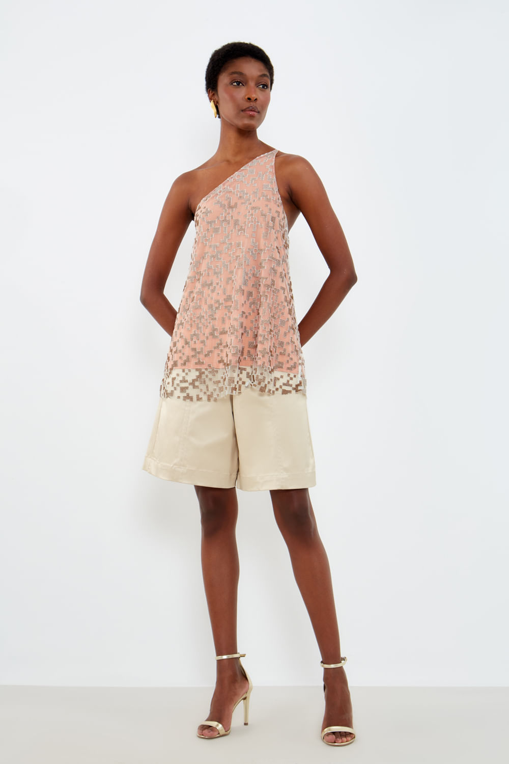 Blusa Malha Grid Glow - Off White